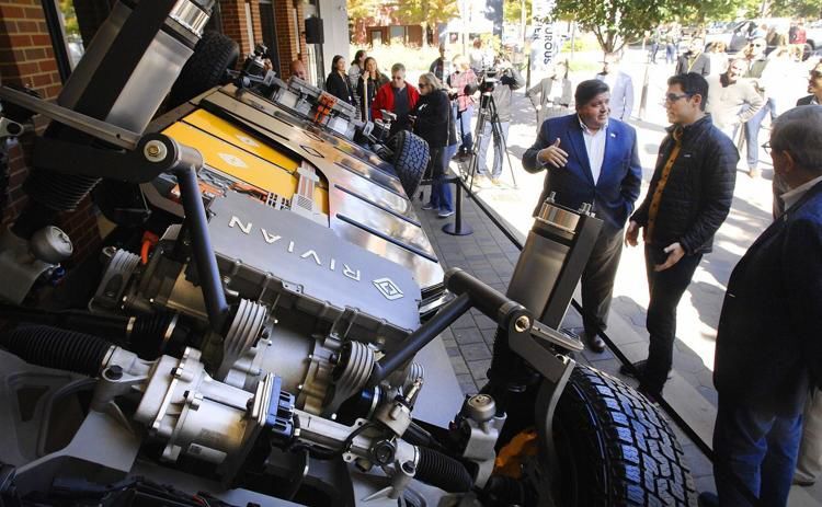 Rivian rolls out its adventure electric vehicles in Uptown Normal